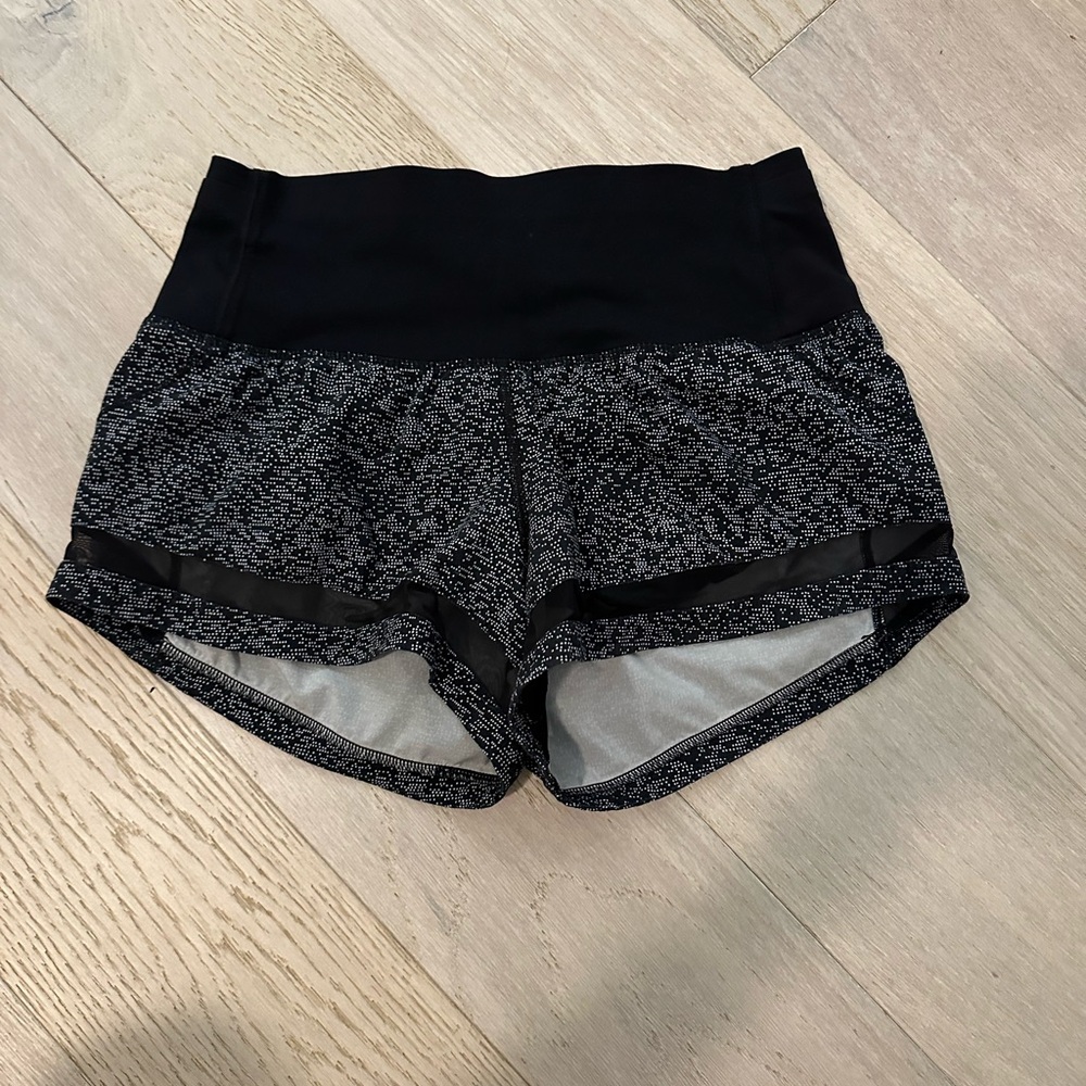 Lululemon athletic shorts black with white dots